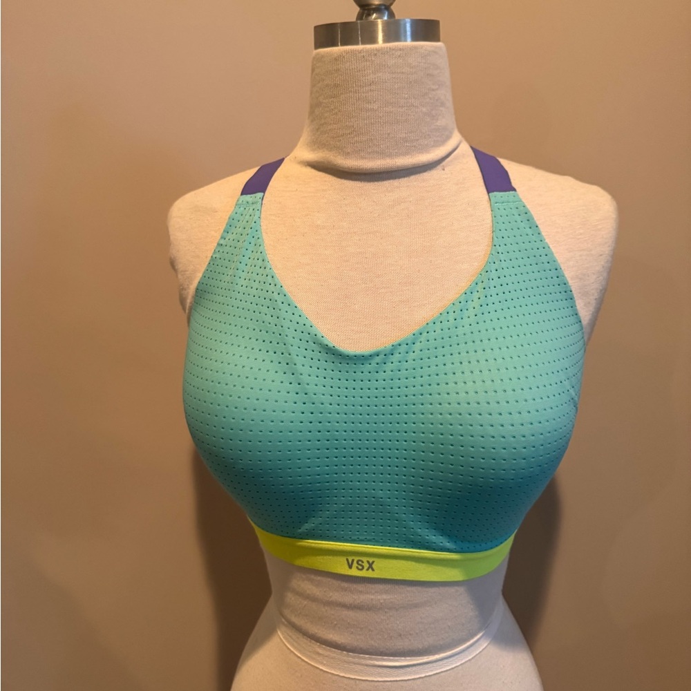 Victoria's Secret teal and Yellow Sports Bra Intimates VSX size 34 DD